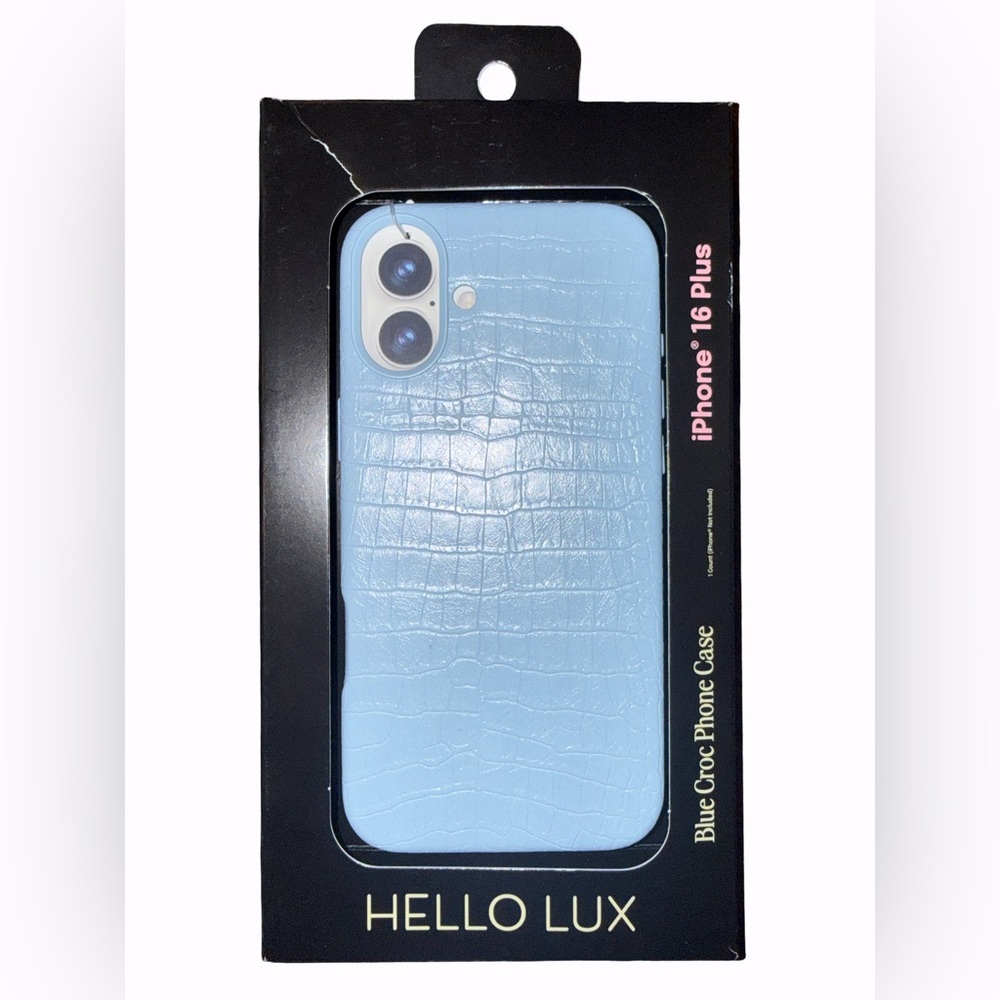 Hello Lux iPhone 16 Plus Light Blue Croc Phone Case New In Box